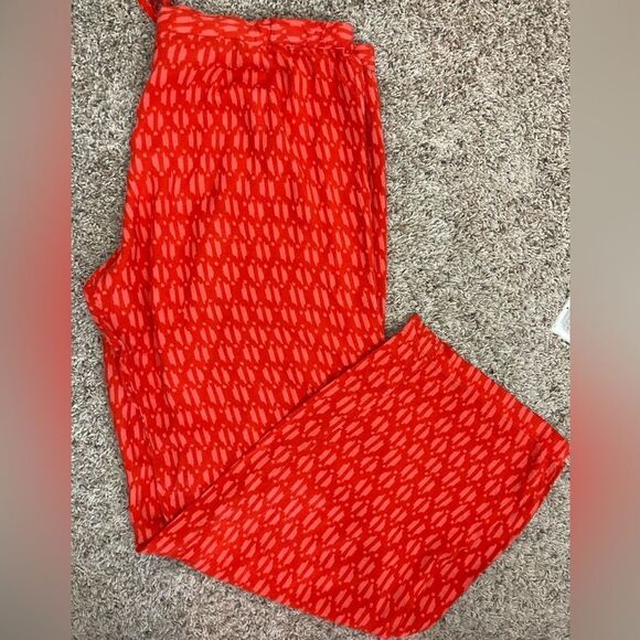 Natori Red and Pink Ikat lounge or pj bottoms w/ drawstring and elastic waist - Picture 1 of 11